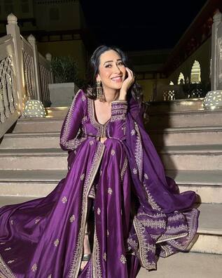 Celebrity Look Karishma Kapoor Inspired Green Satin Silk Full Flared  Angrakha Style Anarkali Kurta Pant & Dupatta, 3 Piece Readymade Suit - Etsy